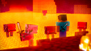 Exploring the Fiery Depths of Minecraft& HD wallpaper