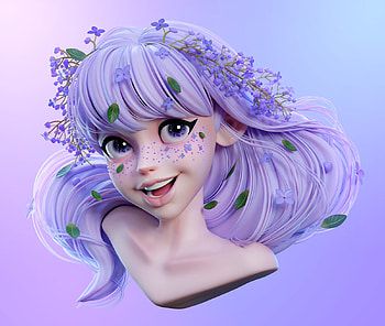Girl, Rendering, Smile, Art HD wallpaper