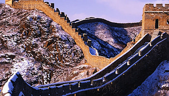 the great wall in winter, winter, wall, mountains, rocks HD wallpaper