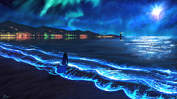Ocean Breeze Calming The Soul Of Anime Girl, anime-girl, anime, artist, artwork, digital-art, pixiv HD wallpaper