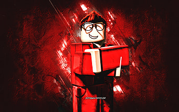 Blender, Roblox, red stone background, Roblox characters, Blender Roblox, grunge art, Blender character HD wallpaper