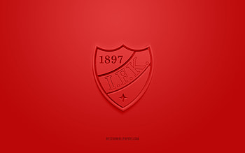 HIFK Fotboll, creative 3D logo, red background, Finnish football team, Veikkausliiga, Helsinki, Finland, football, HIFK Fotboll 3d logo HD wallpaper