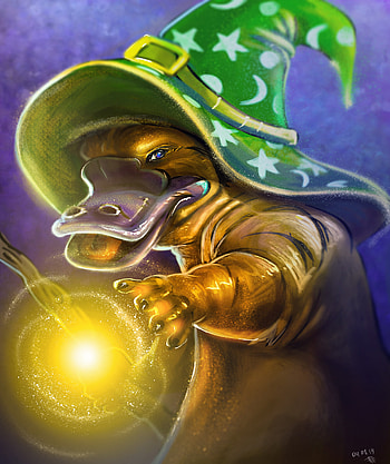 Magic, Art, Glow, Magus, Magician, Platypus HD phone wallpaper