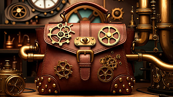 Steampunk Handbag - Ultra, handbag, steampunk, gears, leather, vintage HD wallpaper