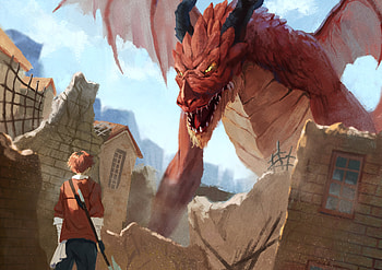 Stark, Anime, Frieren: Beyond Journey's End, Stark (Frieren: Beyond Journey's End), red dragon HD wallpaper