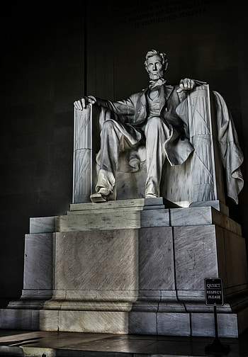 Lincoln Memorial, Abraham Lincoln statue, Black and white HD phone wallpaper