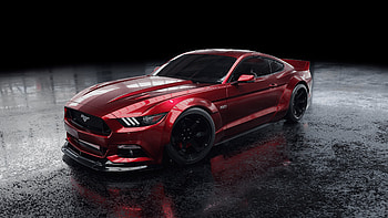 Red Ford Mustang , ford-mustang, cars, behance HD wallpaper