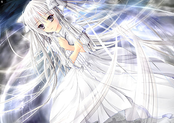 White beauty, cute, girl, white, anime HD wallpaper