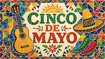 Cinco de Mayo Mosaic Fiesta, Guitar, Sombrero HD wallpaper