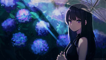 Rainy Reverie: Anime Girl Under Umbrella, rain, umbrella, Anime, girl, anime girl, Rain Anime HD wallpaper
