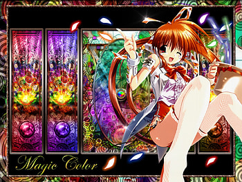 Magic color, sexy, colorful, magic, orange hair, hot, cute, girl, long hair, dress, multicolor, anime girl, anime, fantasy, abstract, magical, female HD wallpaper