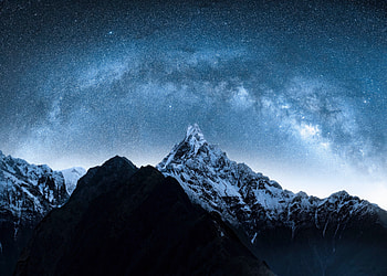Starry Mountain Serenity Landscape Nightfall, landscape, stars, mountains, nature HD wallpaper