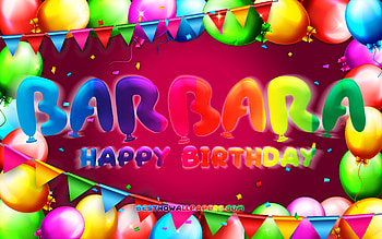 Happy Birtay Barbara, , colorful balloon frame, Barbara name, purple background, Barbara Happy Birtay, Barbara Birtay, popular american female names, Birtay concept, Barbara HD wallpaper