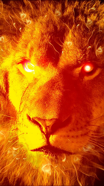Fire Lion, Red Eyes, Fire Theme HD phone wallpaper