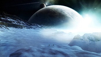 Space Travellers, galaxies, planets, fantasy, space, sci fi HD wallpaper