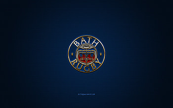 Bath Rugby, English rugby club, Premiership Rugby, blue logo, blue carbon fiber background, rugby, Bath, England, Bath Rugby logo HD wallpaper