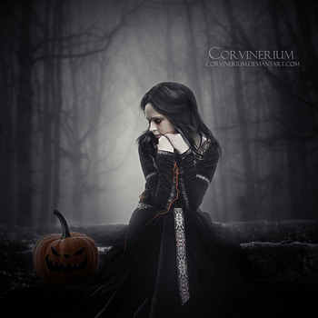 Night of the spirits, night, black, goth, celtic, , mist, halloween, darkness, fog, abstract, pumpkin, samhain, art, alone, pagan, sadness, dark, spirit, fantasy, forest HD wallpaper
