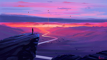 At Cliff , alone, artist, artwork, digital-art HD wallpaper