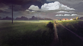Road, House, Art, Dahl, Distance, Bicycle HD wallpaper