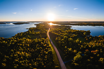 Forests Lake Ontario Aerial View Drone Shot, drone-view, aerial, nature, canada, lake HD wallpaper