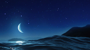 Moon Night Ocean , moon, night, ocean, nature HD wallpaper