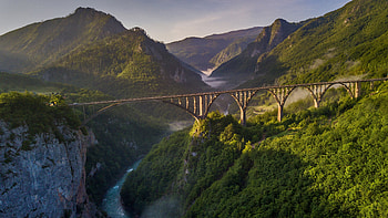 Urevia Tara Bridge Montenegro, river, bridge, Montenegro, Urevia Tara HD wallpaper