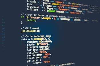 Close-up of colorful programming code displayed on a computer screen, showcasing modern coding concepts. HD wallpaper