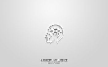 Artificial intelligence 3d icon, white background, 3d symbols, Artificial intelligence, technologies icons, 3d icons, Artificial intelligence sign, technologies 3d icons HD wallpaper