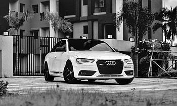 Audi A4, s4, white, bw, car HD wallpaper