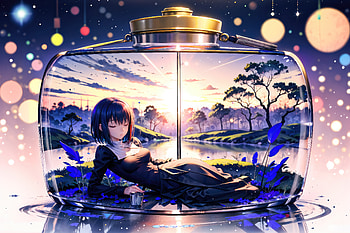 An Anime Girl Tale Within A Jar, anime-girl, anime, artist, artwork, digital-art HD wallpaper