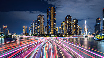 Tokyo Light Trails, tokyo, city, buildings, long-exposure, graphy, behance HD wallpaper
