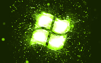 Windows lime logo, , lime neon lights, creative, lime abstract background, Windows logo, OS, Windows HD wallpaper