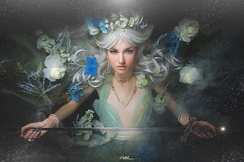 Angel Flowers, angel, flowers, artist, digital-art HD wallpaper