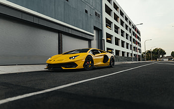 Lamborghini Aventador SVJ, front view, exterior, yellow Aventador, Aventador tuning, Italian supercars, Lamborghini HD wallpaper