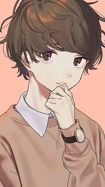 Boy05, pink, anime_boy, brown, boy, cute, anime HD phone wallpaper