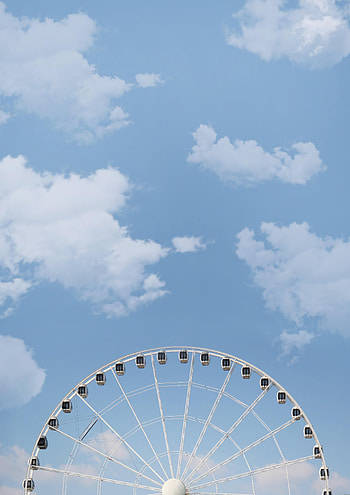 Sky, Clouds, Minimalism, Ferris Wheel HD phone wallpaper