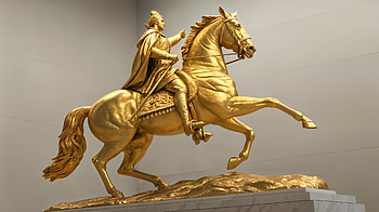 Majestic Horseback Riding - Ultra, horseback riding, statue, horse, golden, equestrian HD wallpaper