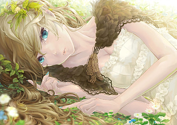 Girl, white, anime, green, manga, hand HD wallpaper