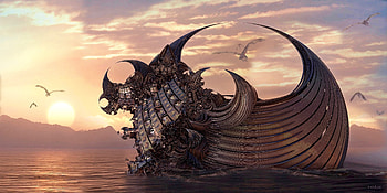 Dragon Ship, dragon, artist, artwork, digital-art, ship, deviantart HD wallpaper