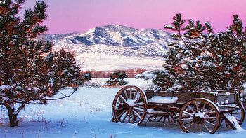 Sunrise over the Front Range mountains in Colorado, cart, snow, color, landscape, sky, mountains, usa HD wallpaper