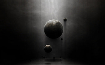 Dark Planets, jinseizetsumei, abstract, planet, dark HD wallpaper
