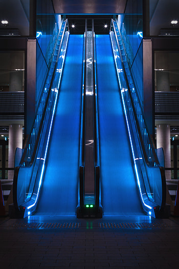 Miscellanea, Miscellaneous, Design, Backlight, Illumination, Premises, Room, Escalator HD phone wallpaper