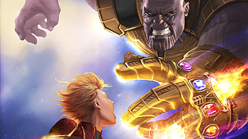 Captain Marvel Vs Thanos Artwork, Captain-marvel, thanos, superheroes, artwork, artist, artstation, digital-art HD wallpaper