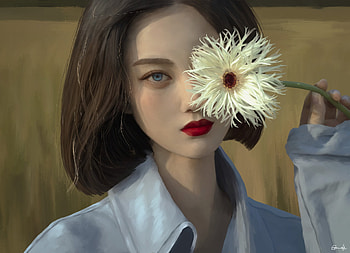 Peace of the soul, gmdk, art, fantasy, flower, g mdk, face, luminos, girl HD wallpaper
