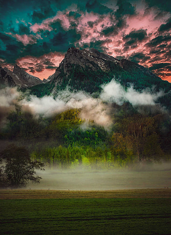 Mountain, fog, clouds, nature HD phone wallpaper