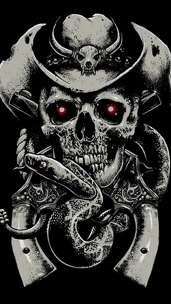 Preview skull, fear, hat, guns, snake, background HD phone wallpaper