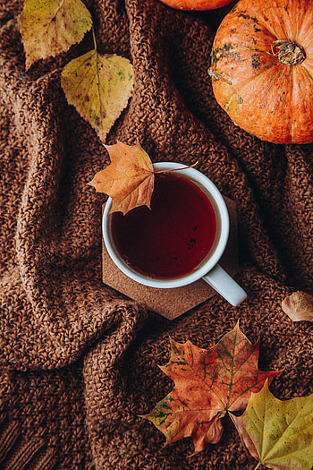Autumn, Leaves, Miscellanea, Miscellaneous, Cup, Tea, Coziness, Comfort HD phone wallpaper