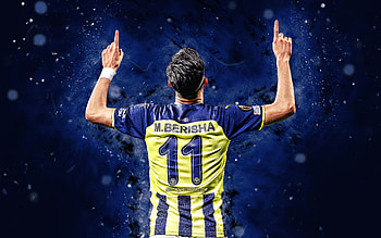Mergim Berisha, 2021, , Fenerbahce SK, german footballers, Turkish Super Lig, soccer, blue neon lights, Fenerbahce FC, Mergim Berisha Fenerbahce, Mergim Berisha HD wallpaper
