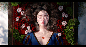 Snow White, christopher thwaites, girl, rose, fantasy, flower, red, luminos, sleep HD wallpaper
