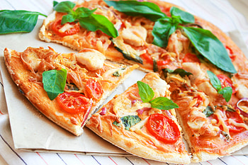 Food, Pizza, Meat, Tomatoes, Basil HD wallpaper